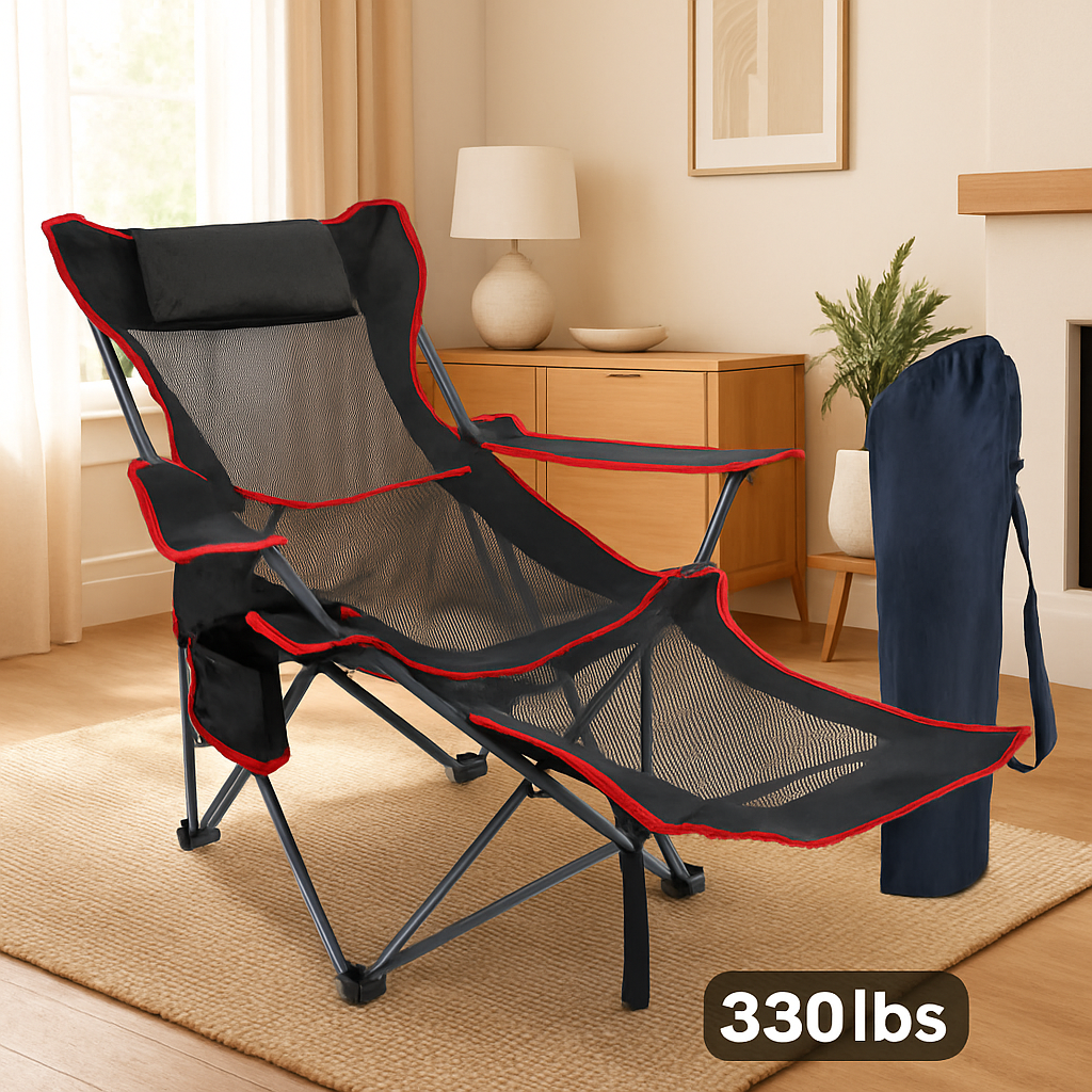 Foldable Camping Chair with Cup Holder & Side Pocket