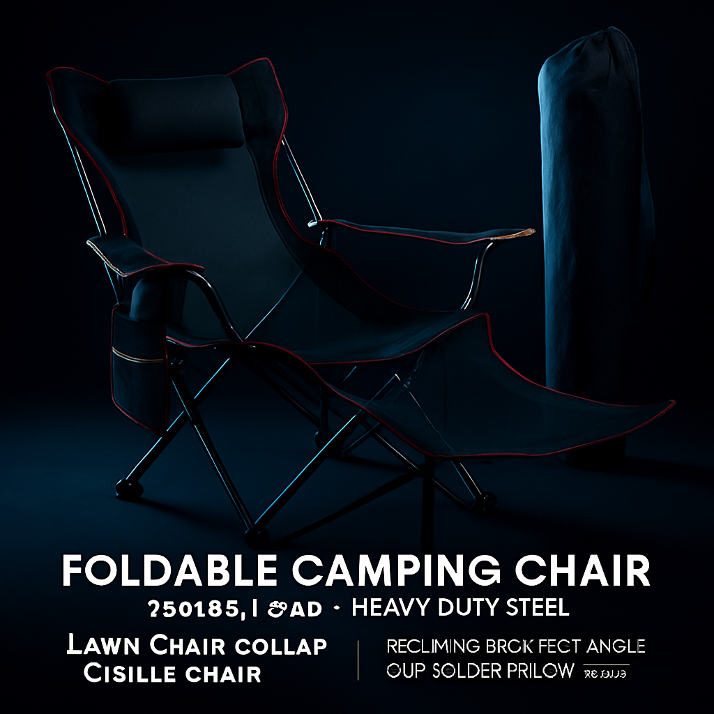 Foldable Camping Chair with Cup Holder & Side Pocket