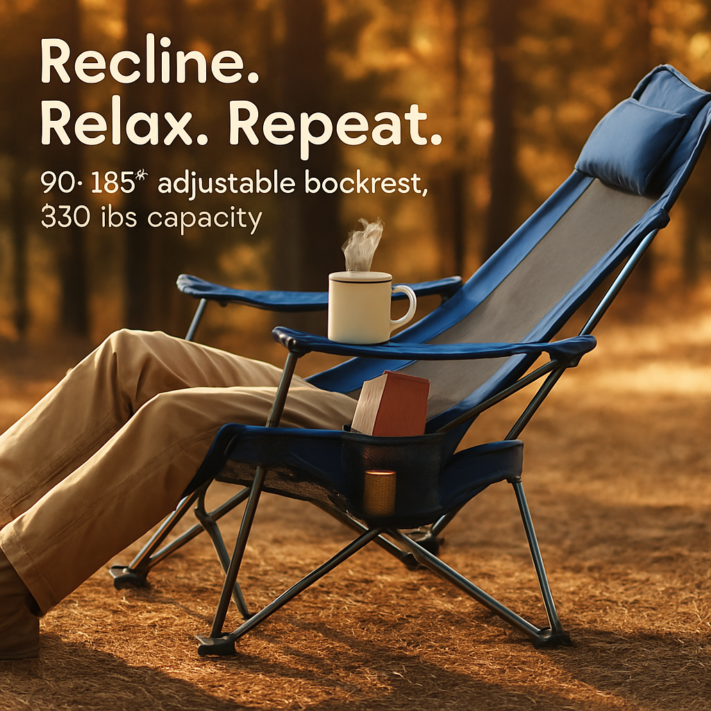 Foldable Camping Chair with Cup Holder & Side Pocket