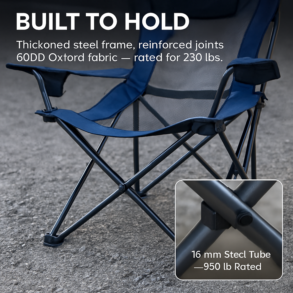 Foldable Camping Chair with Cup Holder & Side Pocket