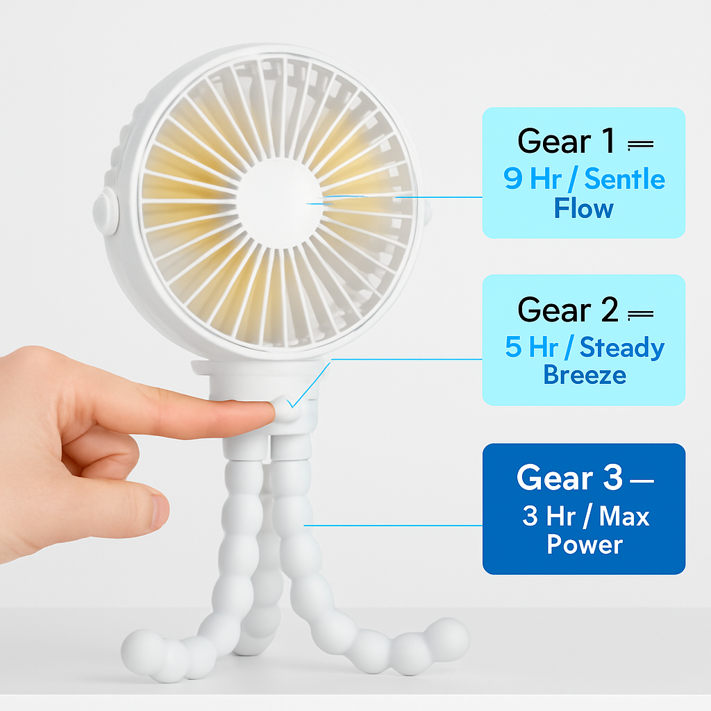 Baby Stroller Fan with Flexible Tripod Clip On